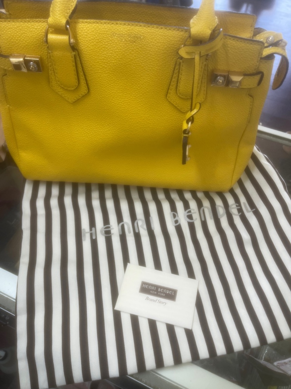 henri bendel Yellow Pebbled Leather Satchel - Picture 3 of 13